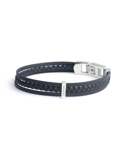 Bracelet Gemini triple brins Cuir Italien Nappa Bleu - Bijouterie TAMARA