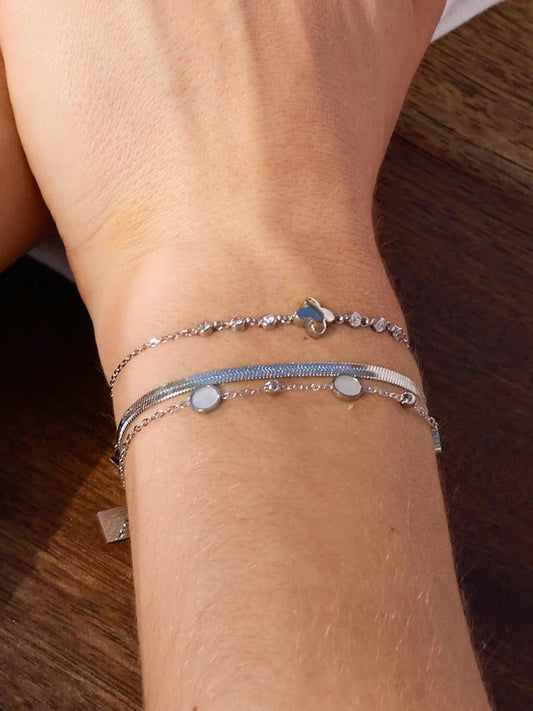 Bracelet ZAG Shanks Trèfle en acier inoxydable, zircons - BIJOUX -SBS26815-00WHT