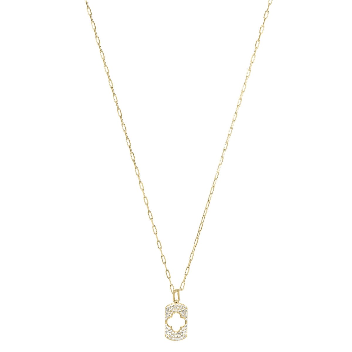 Collier Charles Garnier Légende Argent doré trèfle ajouré oxydes - Bijouterie TAMARA