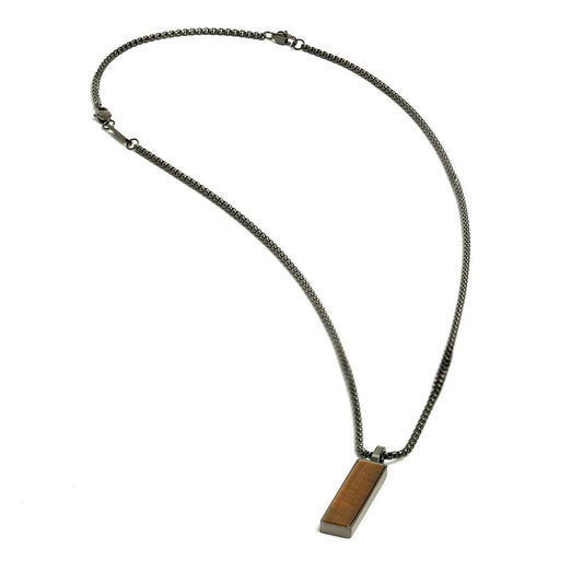 Collier Gemini Galli Acier noir & Œil de Tigre - BIJOUX - NNG5