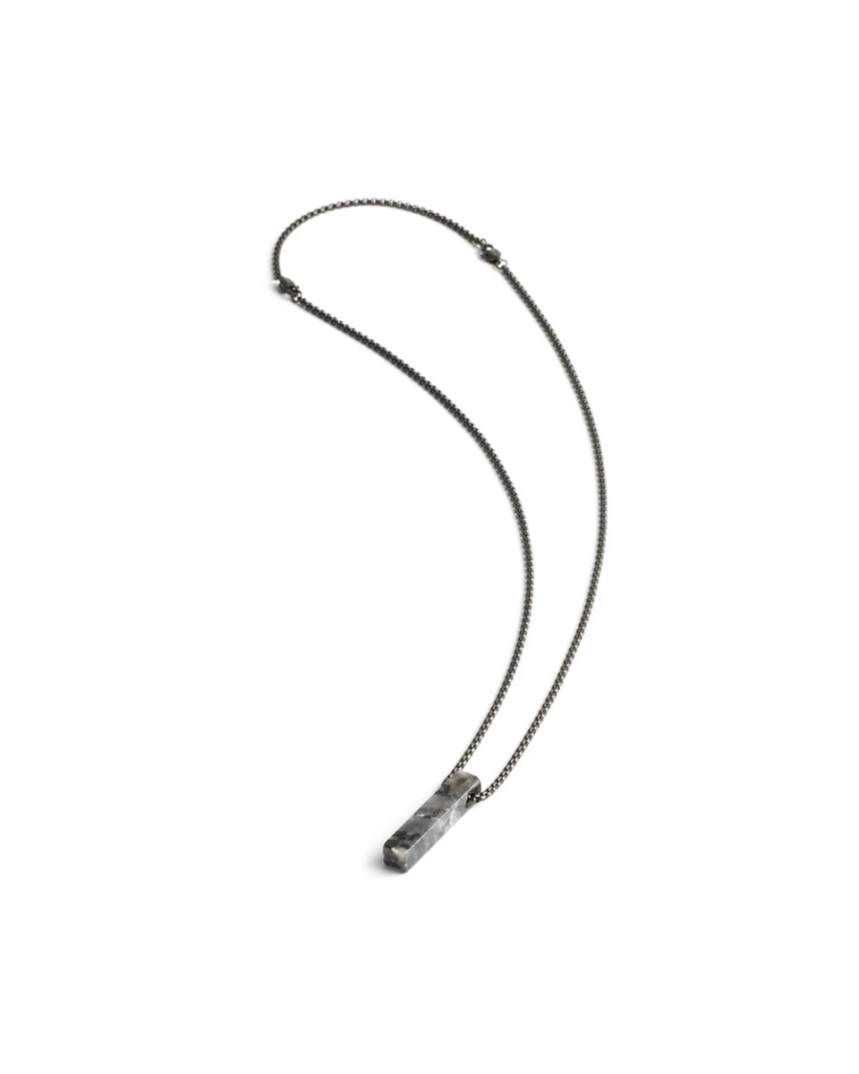 Collier Gemini Tantum Acier noir & Larvikite - Bijouterie TAMARA