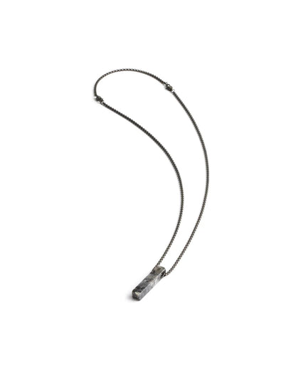 Collier Gemini Tantum Acier noir & Larvikite - Bijouterie TAMARA