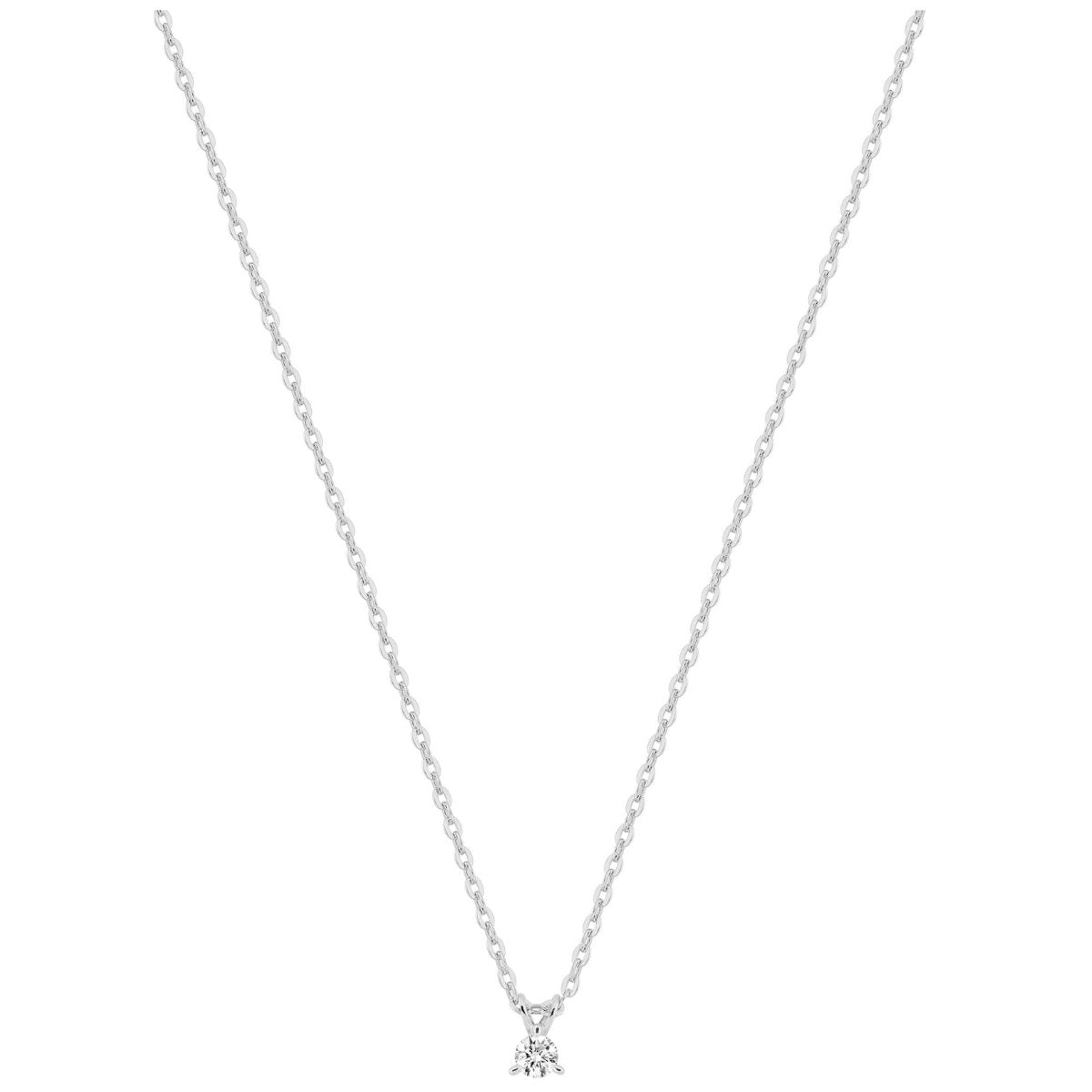 Collier Solitaire Or Blanc 375‰ diamant de synthèse 0.05ct - BIJOUX -9KLGD059W