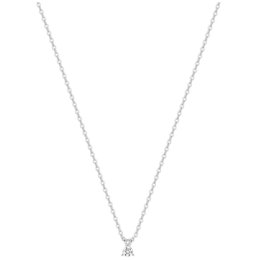 Collier Solitaire Or Blanc 375‰ diamant de synthèse 0.05ct - BIJOUX -9KLGD059W