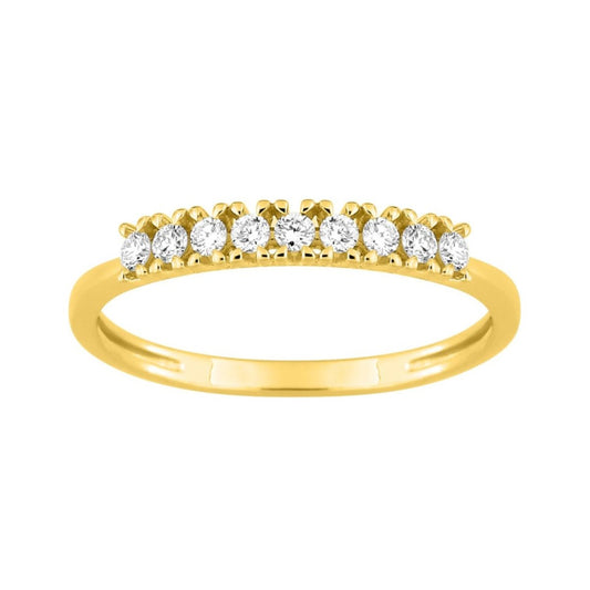Demi-Alliance Or Jaune 375‰, 9 Diamants de synthèse sertis griffes - BIJOUX -9KLGD005Y