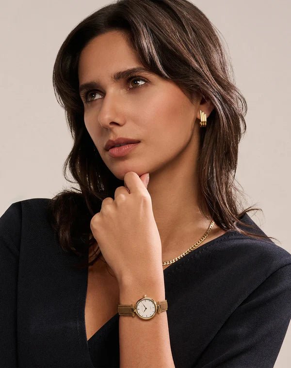 Montre AMALYS Justine Dorée cuir brun - MONTRES -AMW-244