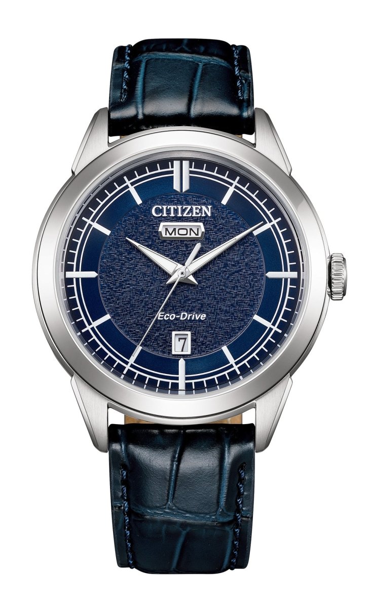 Montre CITIZEN Classic Elegant Acier Bleu Eco-Drive Cuir bleu - MONTRES -AW0151-00LC