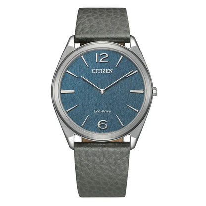 Montre CITIZEN Suratto Eco - Drive Acier Bleu Cuir Gris - Bijouterie TAMARA