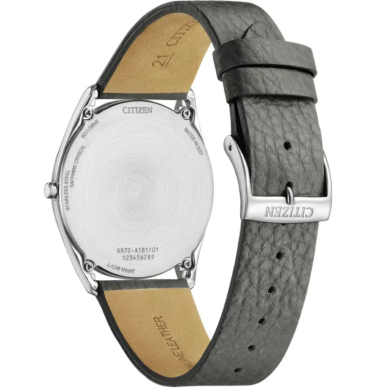 Montre CITIZEN Suratto Eco - Drive Acier Bleu Cuir Gris - Bijouterie TAMARA