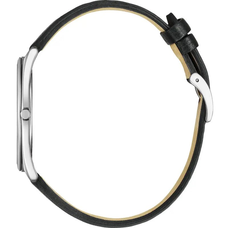 Montre CITIZEN Suratto Eco - Drive Acier Gris Cuir Noir - Bijouterie TAMARA