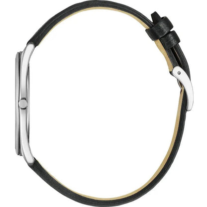 Montre CITIZEN Suratto Eco - Drive Acier Gris Cuir Noir - Bijouterie TAMARA