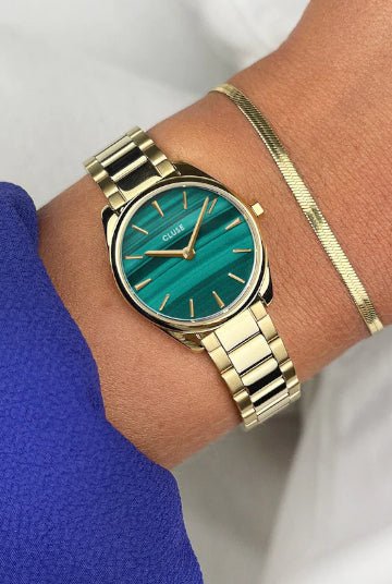 Montre CLUSE Féroce Mini Dorée Verte - Cluse - Bijouterie TAMARA