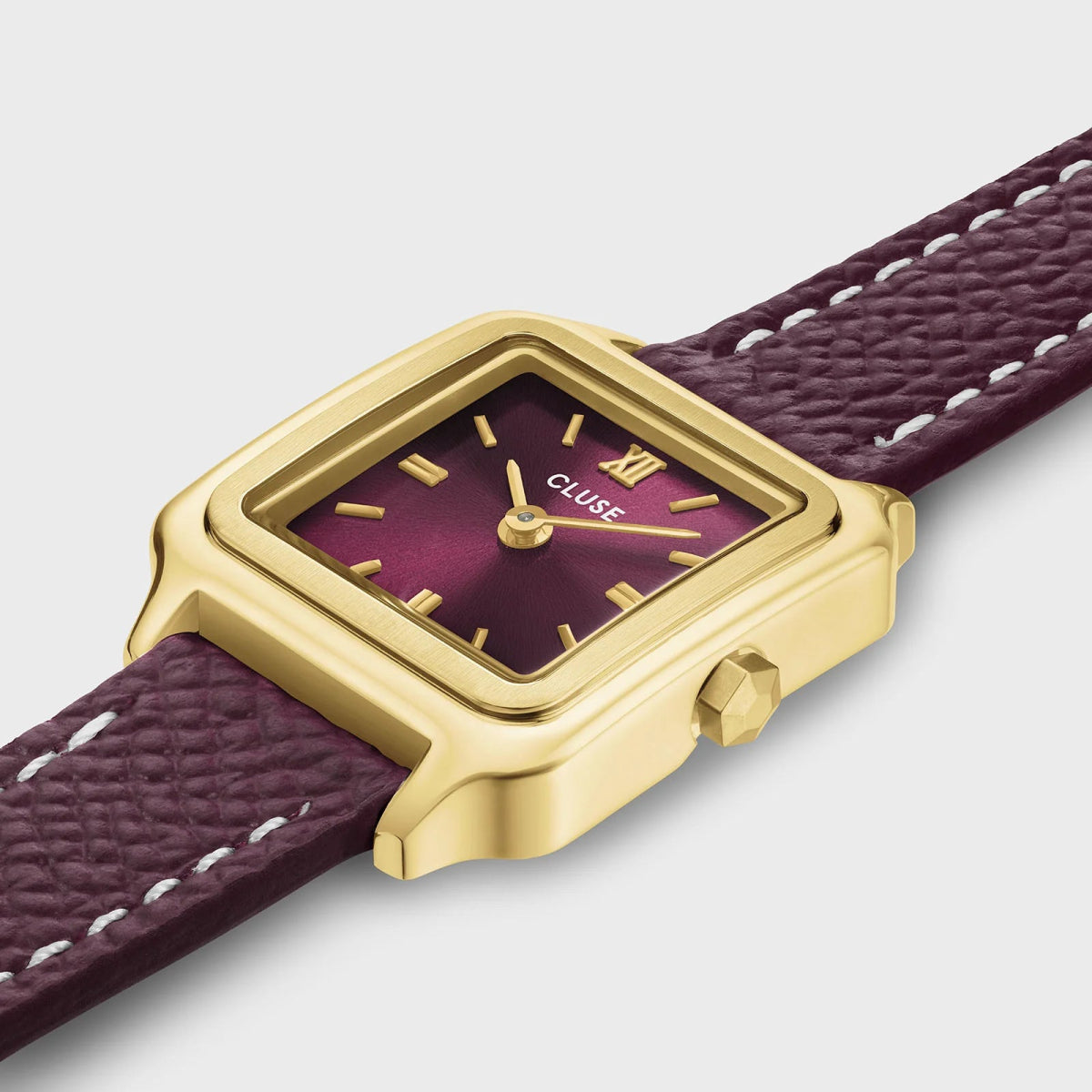 Montre CLUSE Gracieuse Mini Dorée Rouge Bordeaux Cuir Double - tour - Bijouterie TAMARA