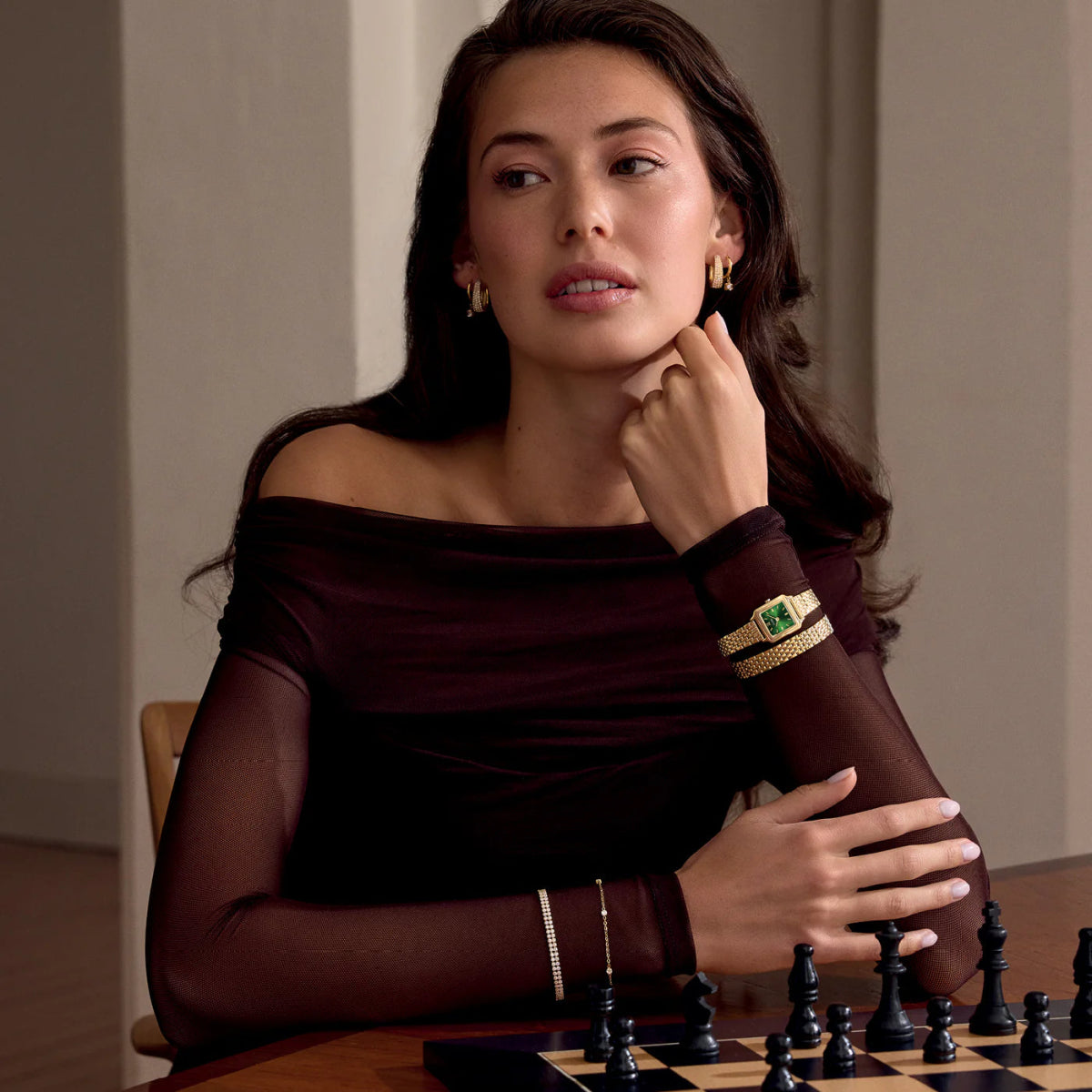 Montre CLUSE Gracieuse Mini Dorée Vert Double - tour Acier - Bijouterie TAMARA