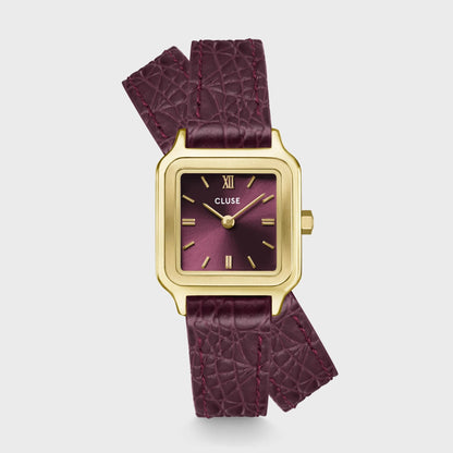 Montre CLUSE Gracieuse Petite Dorée Cuir double - tour Rouge Bordeaux - MONTRES - CW11822