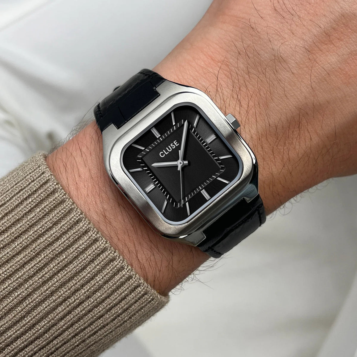 Montre CLUSE Homme Quadrus Acier Cuir Noir - MONTRES - CW25703