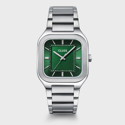 Montre CLUSE Homme Quadrus Acier Vert - Bijouterie TAMARA