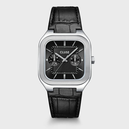 Montre CLUSE Homme Quadrus Multifonction Cuir Noir - MONTRES - CW26203