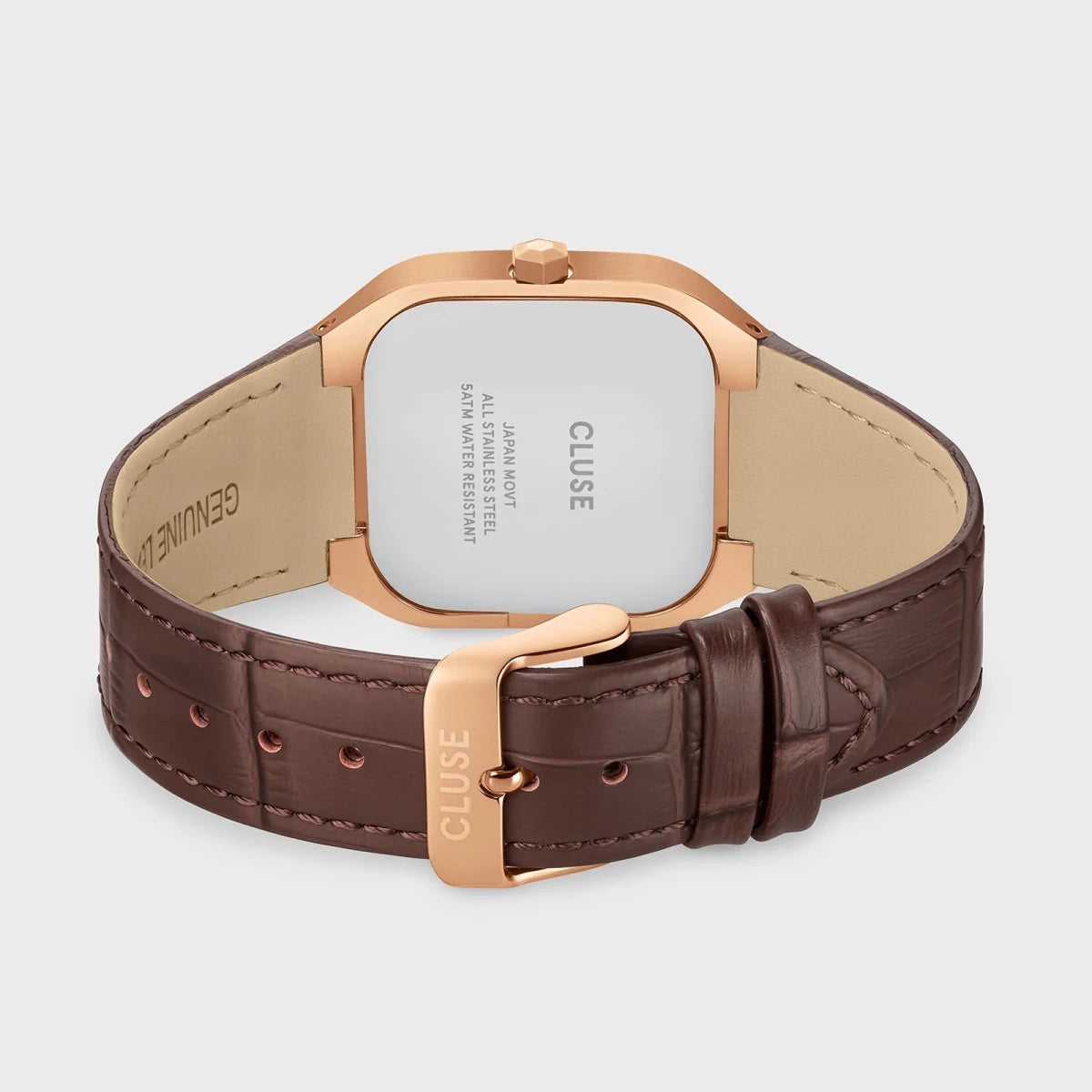 Montre CLUSE Homme Quadrus Multifonction Rose doré Bleu Cuir marron - MONTRES - CW26204