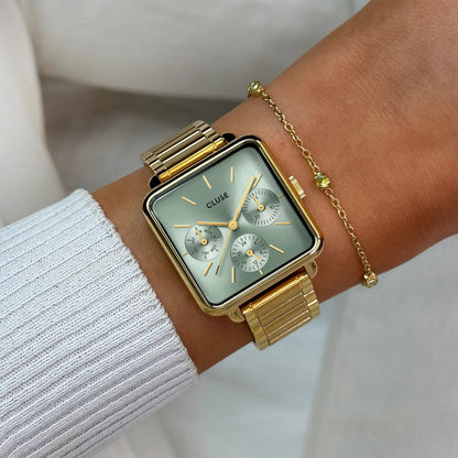 Montre CLUSE La Tétragone Multifonction dorée Vert Sauge - MONTRES - CW13805