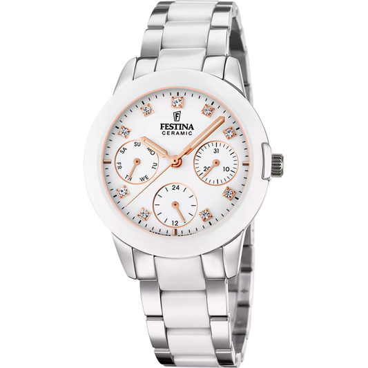 Montre FESTINA Ceramic Blanc rose dorée - Festina - Bijouterie TAMARA