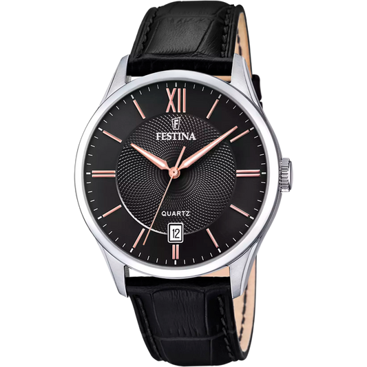 Montre FESTINA Classics Noir cuir Noir Rosedoré - MONTRES - F20426/6