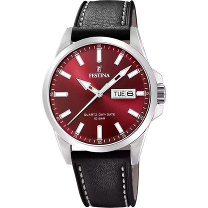 Montre FESTINA Classics Rouge cuir noir - MONTRES -F20358/G