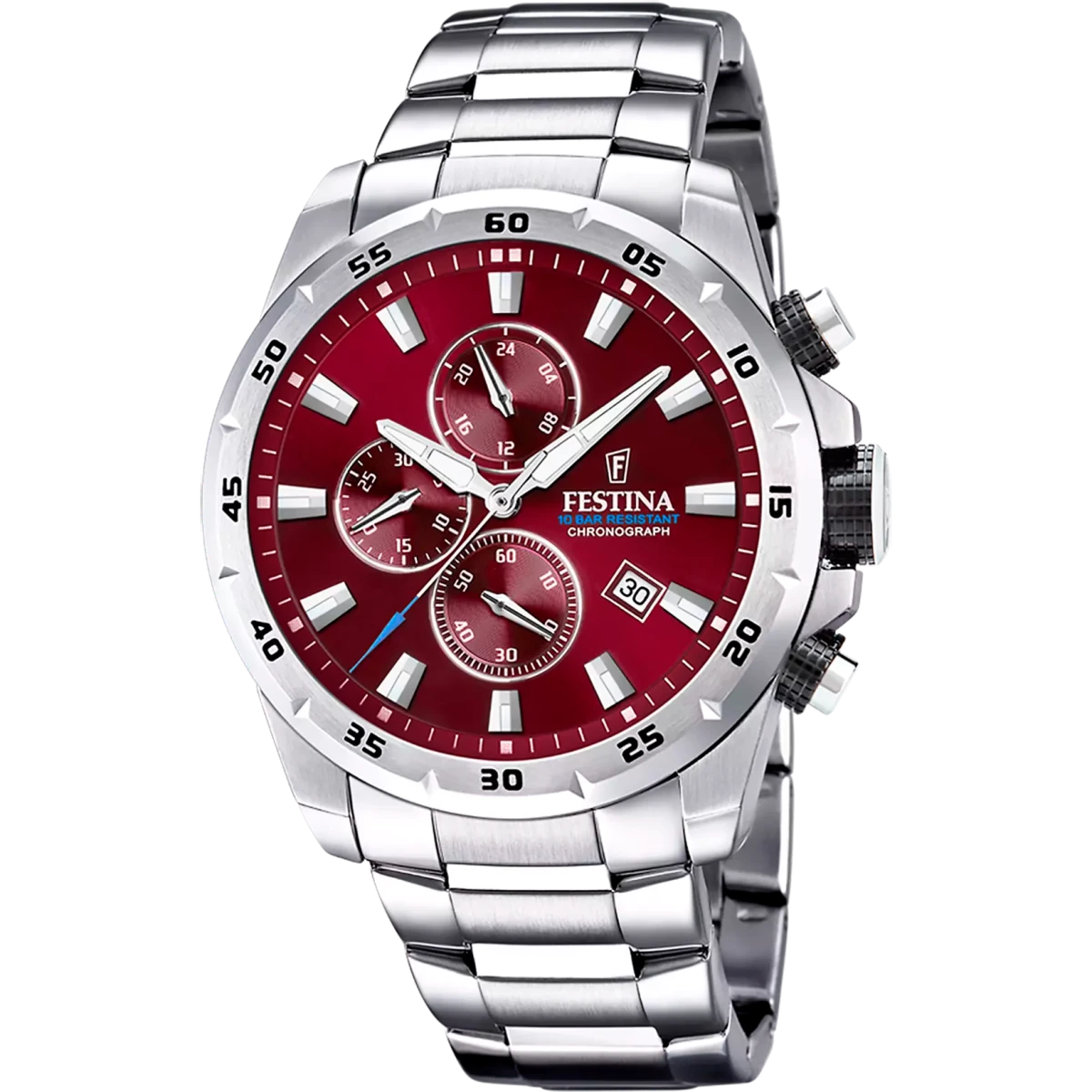 Montre FESTINA homme Timeless Acier Chrono Rouge - MONTRES -F20463/5