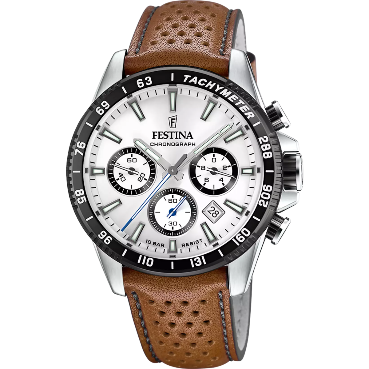 Montre FESTINA Timeless Chrono Argent cuir brun - MONTRES - F20561/1