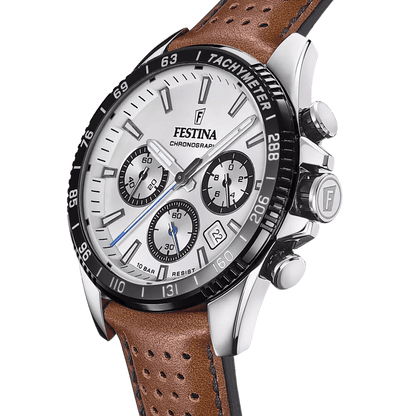 Montre FESTINA Timeless Chrono Argent cuir brun - MONTRES - F20561/1