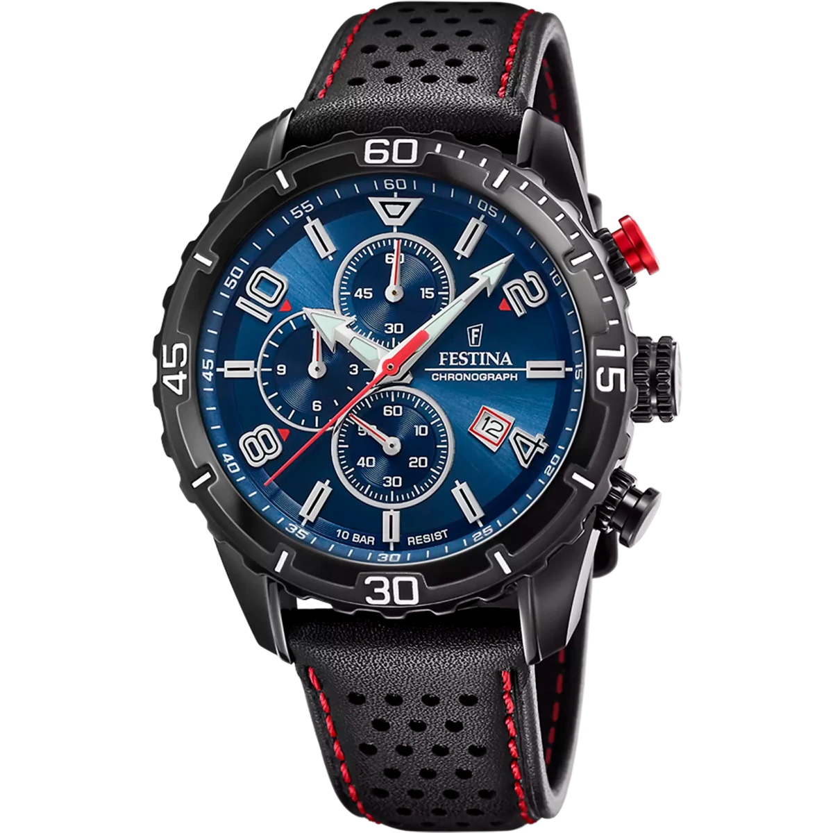 Montre FESTINA Timeless Chrono Bleu cuir noir - MONTRES - F20519/2