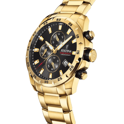 Montre FESTINA Timeless Chrono Noir acier doré - Festina - Bijouterie TAMARA