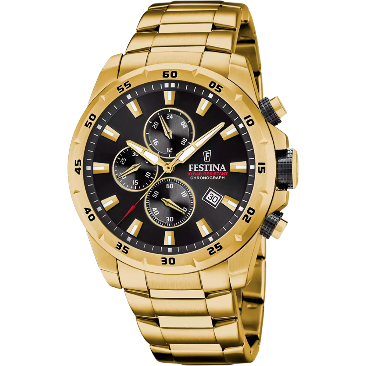 Montre FESTINA Timeless Chrono Noir acier doré - Festina - Bijouterie TAMARA