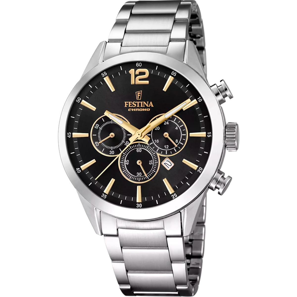 Montre FESTINA Timeless Chrono Noir Dorée Acier - MONTRES -F20343/4