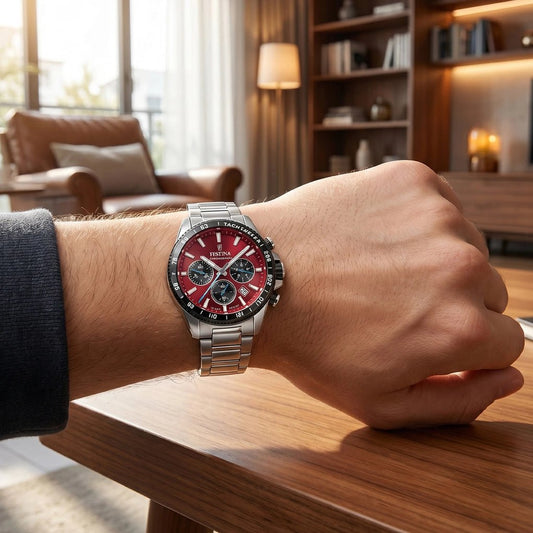 Montre FESTINA Timeless Chrono Rouge acier - MONTRES -F20560/7