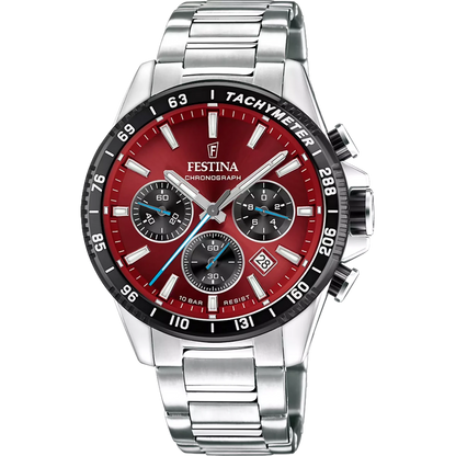 Montre FESTINA Timeless Chrono Rouge acier - MONTRES -F20560/7