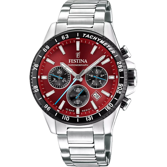 Montre FESTINA Timeless Chrono Rouge acier - MONTRES -F20560/7