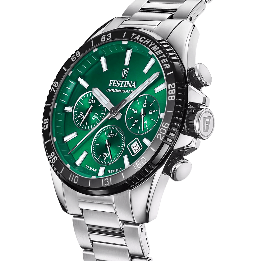 Montre FESTINA Timeless Chrono Vert acier - MONTRES -F20560/4