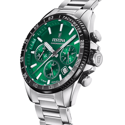 Montre FESTINA Timeless Chrono Vert acier - MONTRES -F20560/4