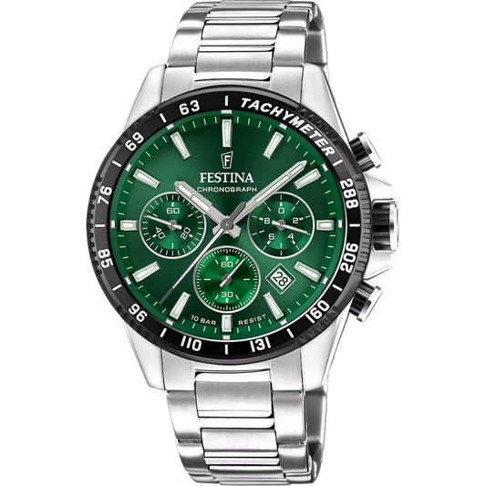 Montre FESTINA Timeless Chrono Vert acier - MONTRES -F20560/4