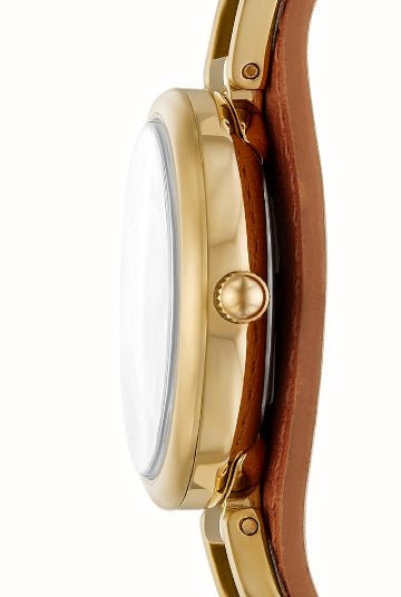 Montre FOSSIL Carlie doré cuir marron - Fossil - Bijouterie TAMARA