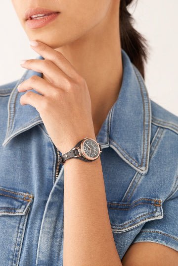 Montre FOSSIL Carlie Mini Cuir gris - Fossil - Bijouterie TAMARA