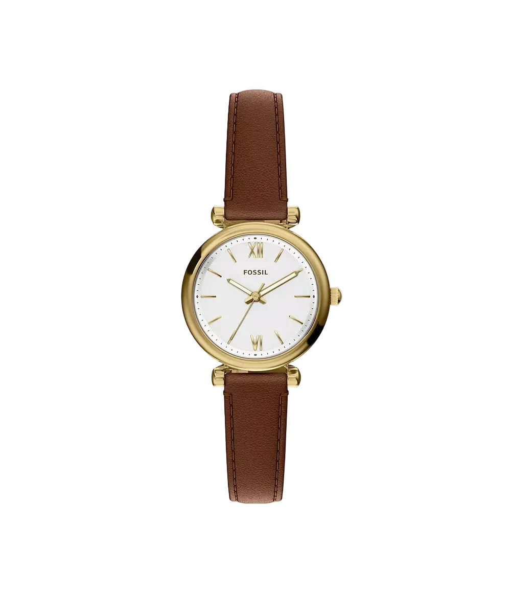 Montre FOSSIL Carlie mini dorée cuir marron - MONTRES -ES5464