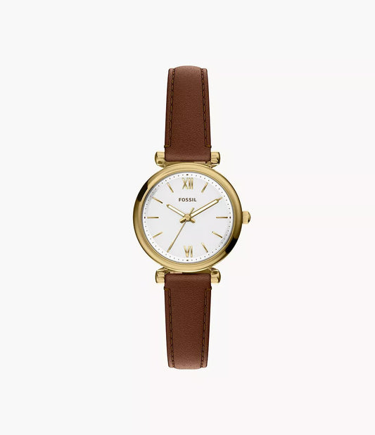 Montre FOSSIL Carlie mini dorée cuir marron - MONTRES -ES5464