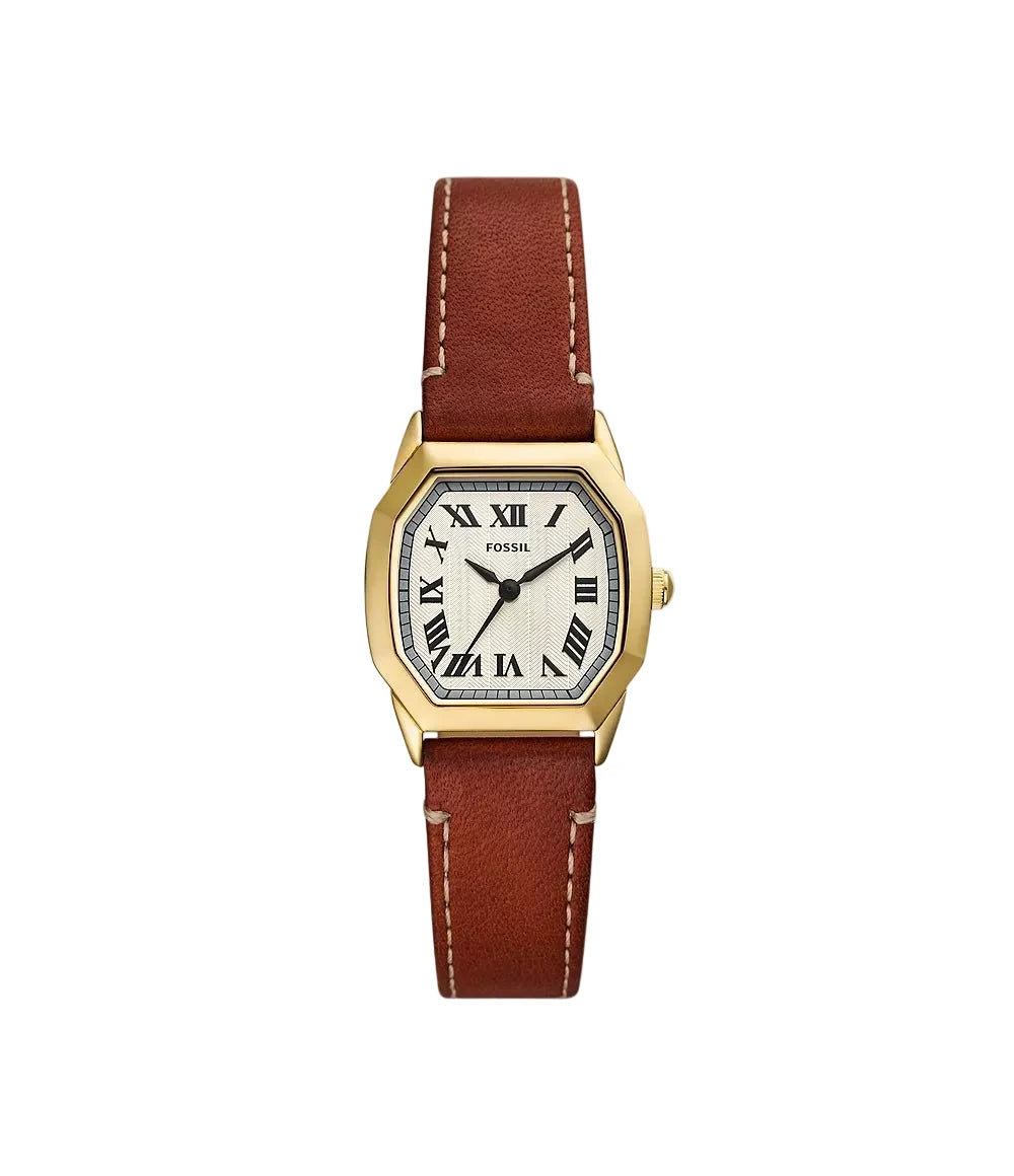 Montre FOSSIL Harlow Femme dorée Cuir Brun - MONTRES -ES5364