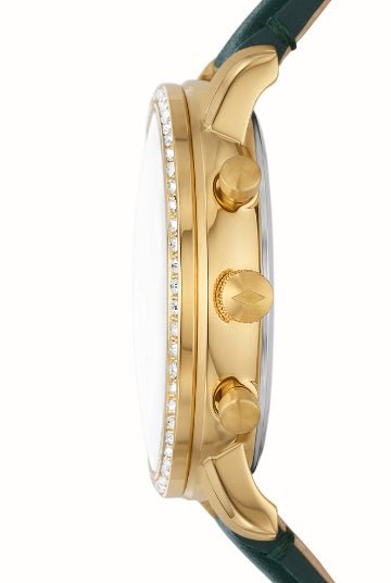 Montre FOSSIL Jacqueline Phase solaire dorée cuir vert - Fossil - Bijouterie TAMARA