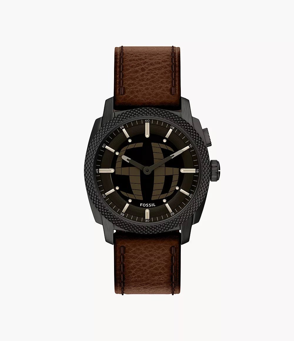 Montre FOSSIL Machine BIG TIC Noir Cuir Marron - MONTRES - FS6165