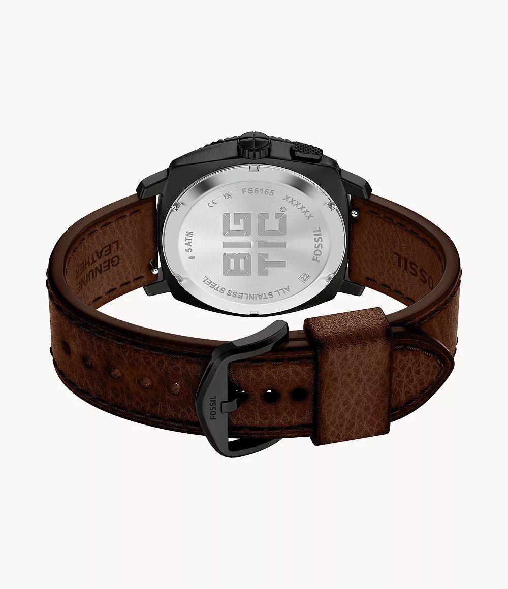 Montre FOSSIL Machine BIG TIC Noir Cuir Marron - MONTRES - FS6165