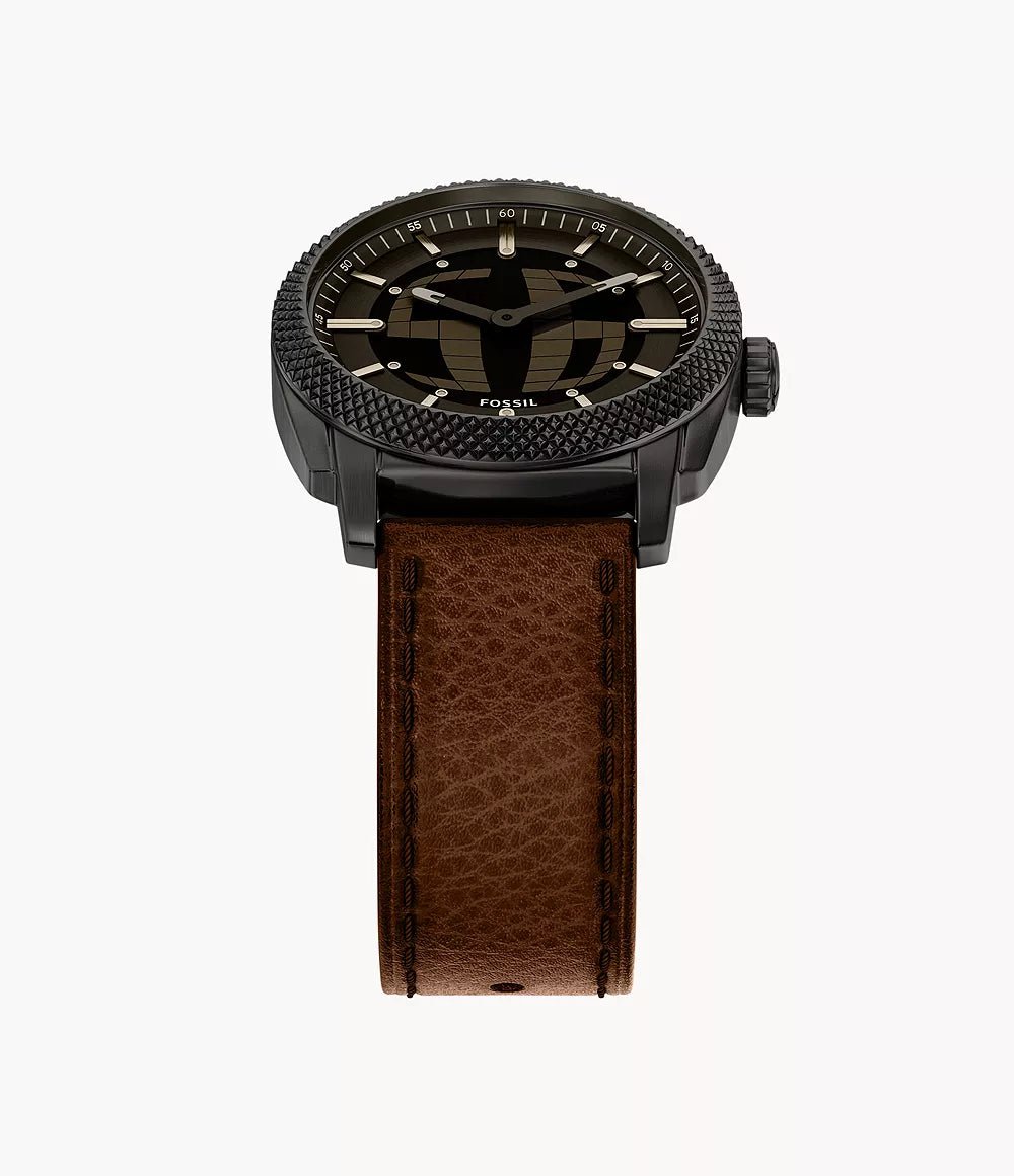 Montre FOSSIL Machine BIG TIC Noir Cuir Marron - MONTRES - FS6165