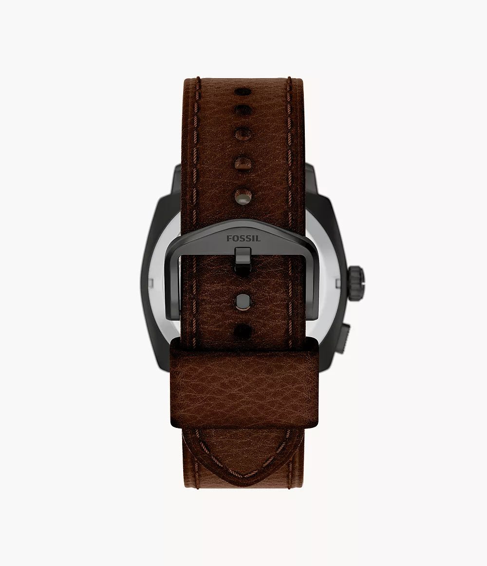 Montre FOSSIL Machine BIG TIC Noir Cuir Marron - MONTRES - FS6165